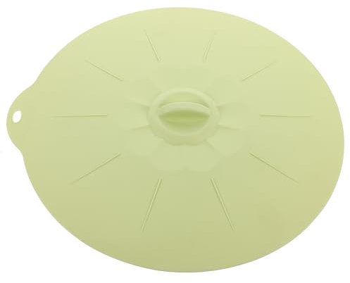 CHICAMPERA 1pc Extra Large Food Grade Silicone Food Preservation Lid Round Suction Sealing Cover for Plates Bowls and Pans Microwave Dishwasher Safe Green