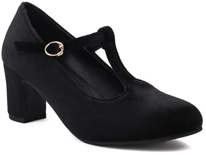 Damskor Med Mary Jane-motiv För Arbete, Lågklackade Finskor För Kvinnor, 6,5 Cm Grova Klackar, Stängda Runda Pumps Med T-formad Fotledsrem