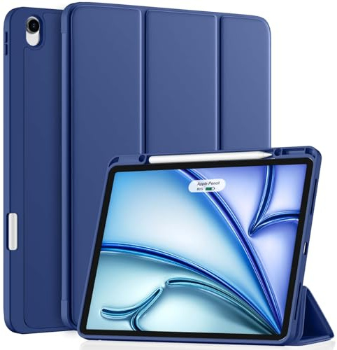 Vobafe Cover iPad Air 13 Pollici M4/M3/M2 (2026/2025/2024) con Portapenna, Custodia Sottile Folio a Supporto Protettiva, Accensione/Spegnimento Automatico, Blu Marino