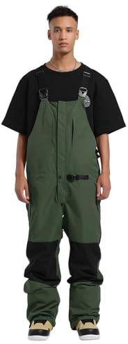 GSOU SNOW Uomo Salopette da Sci Bavaglino da Snowboard Pantaloni da Neve - Multi Tasche Leggeri Impermeabili Antivento Traspiranti Caldi
