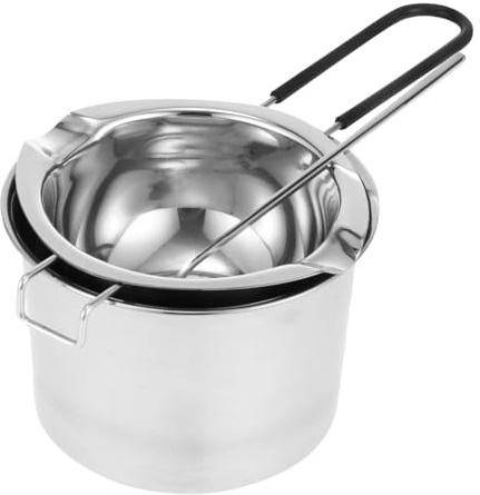 CONGARTENO Edelstahl Schmelztopf Butter Schokolade Schmelzbehälter mit Ergonomischem Silikongriff und Rührlöffel Rutschfest Hitzebeständig für DIY Schokofondue und Sauce