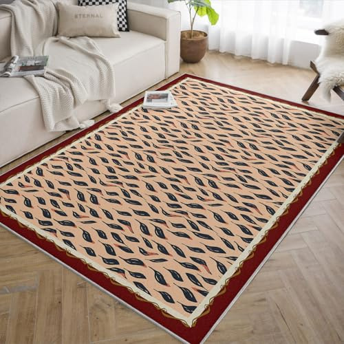 BYLEEHOMED Tappeti a foglie di salice 150x210cm per soggiorno arancio lavabile design naturale sereno tappeto di lusso neutro a texture morbida per soggiorno