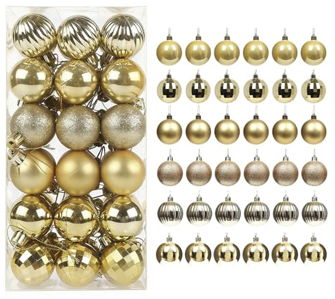 36Pcs Mini Size Baubles, 40mm Christmas Ball Ornaments(Golden)