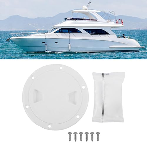 SageFurned Escotilla de inspección redonda antideslizante blanca con cubierta desmontable para barcos marinos, construcción ABS, tamaños de 4, 6, 8 pulgadas, agujeros preperforados, para un acceso
