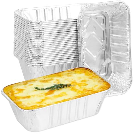 HuhWafee 100 stampi quadrati in alluminio, usa e getta, in pellicola di alluminio, per bistecca pie, arrosti, dessert, dolci, torte, grigliate, catering