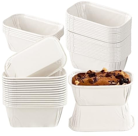 50 mini stampi rettangolari per dolci, 8 x 4 x 4 cm, piccoli stampi per pane, stampi per muffin, pane (bianco)