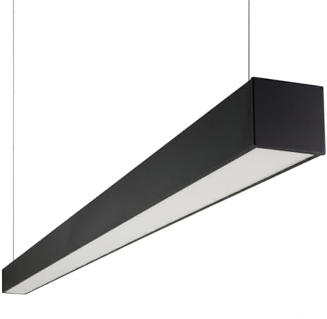 LUXULA LED Pendelleuchte Büro Schwarz 120cm, 40W 4800lm, CCT | CCT 3000K-6500K einstellbar, RA>90, Deckenleuchte lang 120cm, Tresenlampe hängend für Büro und Empfang, 120° Licht