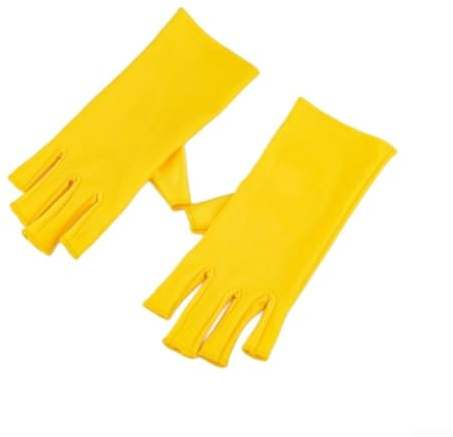 Guantes de protección UV sin dedos para lámparas de uñas de gel, protección UPF 50+, protectores de manicura anti UV, suaves, elásticos, talla única (amarillo)