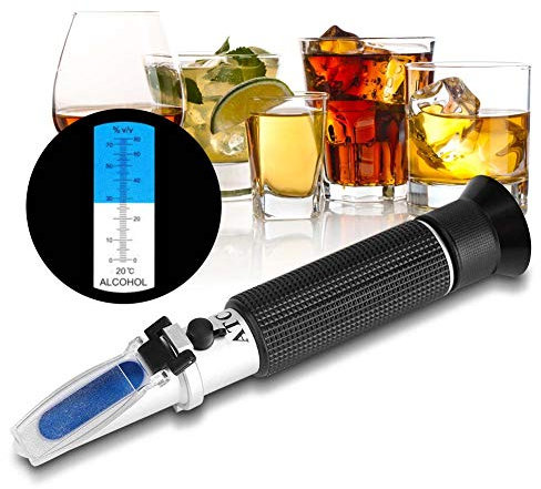 Abuycs High Proof Alcohol Refractometer, ATC Alcohol Refractometer with 0-80% Alcohol Measurement Range for Liquor and Spirits. High Accuracy ±1% Alcohol Refractometer for Whiskey, Brandy, Vodka, etc.