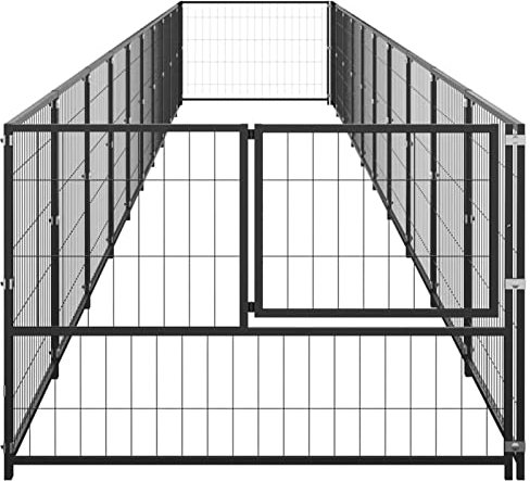 Tidyard Outdoor Hundezwinger, Hundekäfig XXL, Hundehütte, Hühnerstall, Hühnerhaus, Hühnervoliere, Freilaufgehege Hühnervoliere, Stahl Schwarz 1000 x 100 x 70 cm 10 m²