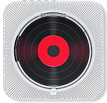 CD Player Wall Hanging Stationary Type Bluetooth Compatible Compact Fashionable Speaker Repeat With Lid Timer function White