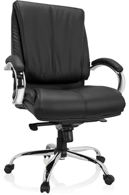 hjh OFFICE 729437 Chefsessel XXL H 100 Kunstleder, ergonomischer Bürostuhl, belastbar bis 180 kg, gepolstert, Schwarz