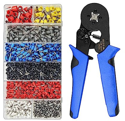 LEVADA PLUS Kit di utensili per crimpatura, pinza crimpatrice con 1200 puntali e terminale (0,08-10 mm²)