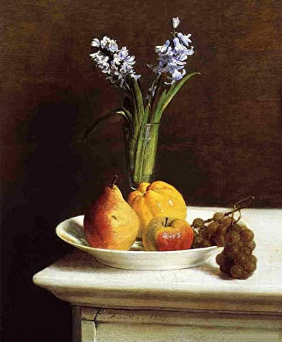 DTAUPREB Henri Fantin-Latour Stillleben Hyazinthen und Früchte DIY Malen nach Zahlen Kits Ölgemälde Kunst Geschenk