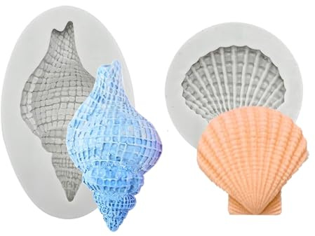 2 Pcs Marine Seashell Conch 3D Silicone Moulds for Baking & Resin Crafting