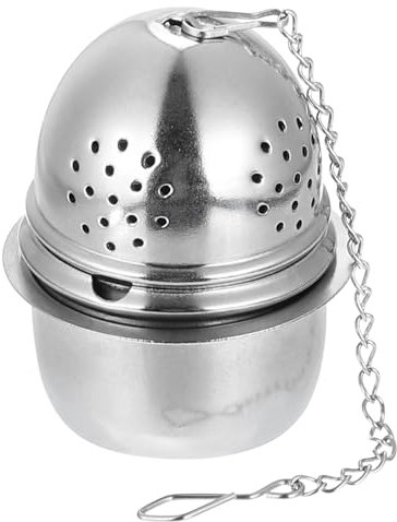 QUARKZMAN 1pz Filtro Infusore da Tè, Infusore per Tè Sfuso, Colino Tè in Acciaio Inossidabile, Uovo Sfera Tè con Catena e Vassoio Raccogli Gocce per Preparare Tè Sfuso in Foglie, Argento