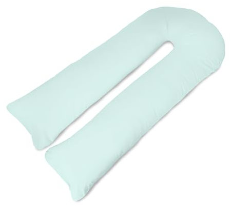 Lancashire Textiles Big C U Maternity Pregnancy Pillow Case – 150 X 35 cm U Shaped Orthopaedic Pillowcase Cover, Zip Fastening – Super Soft Snug Cuddles for Nursing Mothers – Mint Pillowcase U Cover