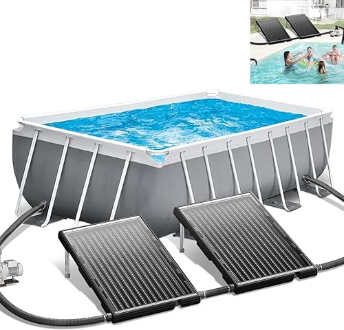 Aufun 2 Sets Poolheizung Solar Sonnenkollektor 110x69x14 cm Solarheizung Pool 10000 L/h Höhenverstellbar 38mm Anschluss Warmwasser Heizungen Solarmatte für Schwimmbad, Garten, Gartendusche Pool