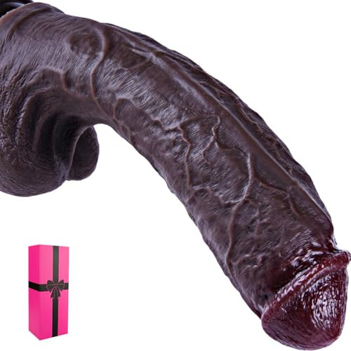 10.8 Inch Black Silicone Realistic Huge Dildo, Extra Large Thick Dildo with Suction Cup, XL Giant Penis Flexible Wide Anal Sex Toy, Long Anal Penis for G-Spot Stimulation Adult Toy for Men Gay Women