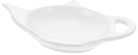 Gatuida Ceramic Tea Bag Holder Tray for Tearooms White Porcelain Teapot Shaped Coaster with Spoon Rest and Seasoning Dish