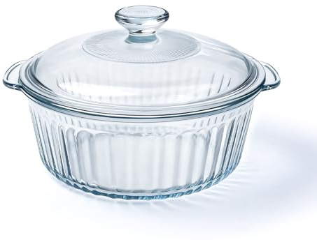 Luvan Pirofila in Vetro 2,4 L / 2,5 QT – Pirofila Rotonda con Coperchio e Manici, Teglia in Vetro Trasparente senza Piombo, Adatta a Forno e Lavastoviglie