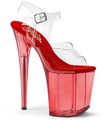 Pleaser FLAMINGO-808T, Damen Offene Sandalen, Transparent (Clr/Red Tinted), 36 EU (3 UK)
