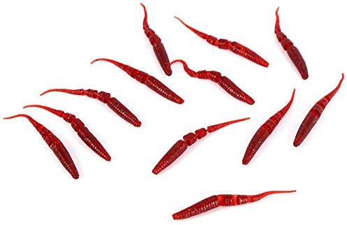 Weiche Silikon Wurm Angelk?der f¨¹r Meer & S¨¹?wasserfischen - Realistische K?der Nachahmung Rot 10 St¨¹ck Kit mit Flexiblen Gliedern f¨¹r Raubfisch und