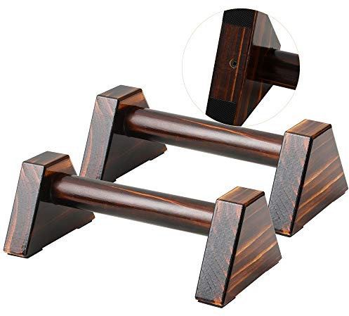 Push-up Stand, 2 PCS Wood Pushup Bars Non-Slip Base Exercise Home Workout Equipment, 30CM Wooden Parallettes Handle Stands Grip for Men Strength Training, Planks Calisthenics