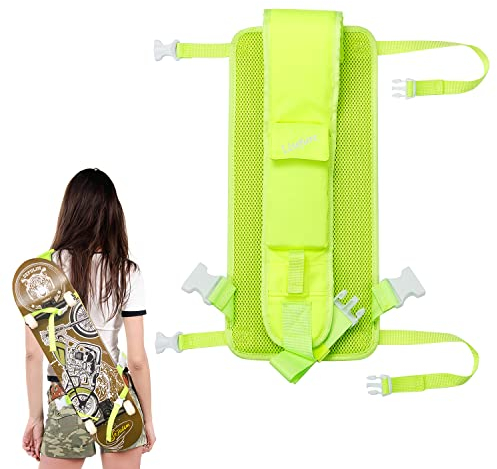 LISEFURE Skateboard Schulterträger Skateboard Tragegurt Skateboard Tragetasche Rucksack Skateboard Tragetasche Skateboard Tragetasche Schulter mit verstellbaren Riemen (Fluoreszierendes Gelb)