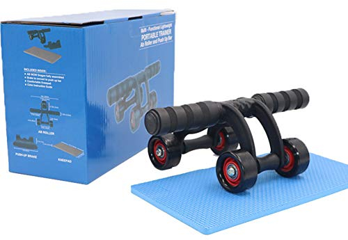 GITVIENAR Bauchroller rutschfest 4 Wheels Abdominal Roller Stumm Mit Bremsbelägen bauchmuskeltrainer für Männer und Frauen