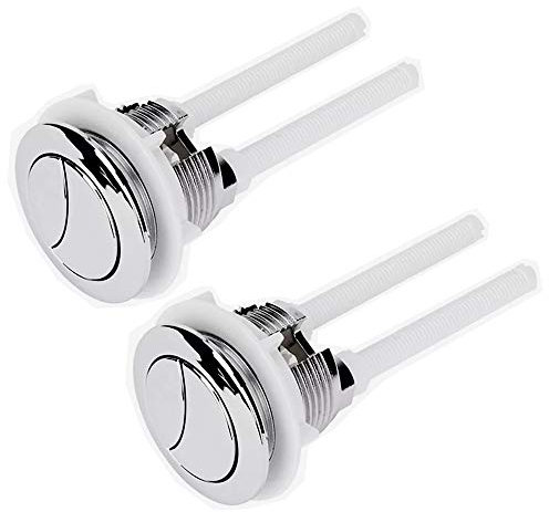 2 Pcs Standard 38 mm Toilet Buttons with Four Rods Dual Push Button Toilet Flush Button for Toilet Closestool Cistern Replacement Accessories (Silver)