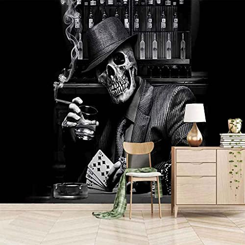 QMWZZV Tapeten Fototapete 3D Tapete Mode Herr Mit Schwarzem Schädel Interior Selbstklebend Leinwand Wallpaper Wohnzimmer Kinder- und Jugendzimmer Tv Hintergrund Wanddeko 200x140 cm