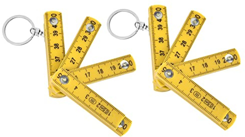 2Pcs Folding Ruler, ABS Folding Ruler Portable 0.5m Foldable Ruler with Key Folding Meter Stick for Carpentry Laying Tiles (Yellow)