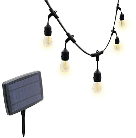 VELAMP CASSIOPEA: Catenaria IP44 a carica solare, 8 metri, 10 bulbi LED bianchi, nero