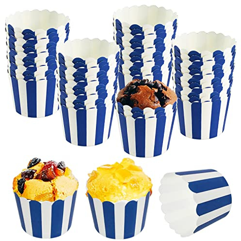 Cupcake Backbecher Einweg Muffinförmchen Backpapier Cupcake Liners Backförmchen aus stabilem Papier für Geburtstage Hochzeiten und Partys(50 pro Pack) (Blau)