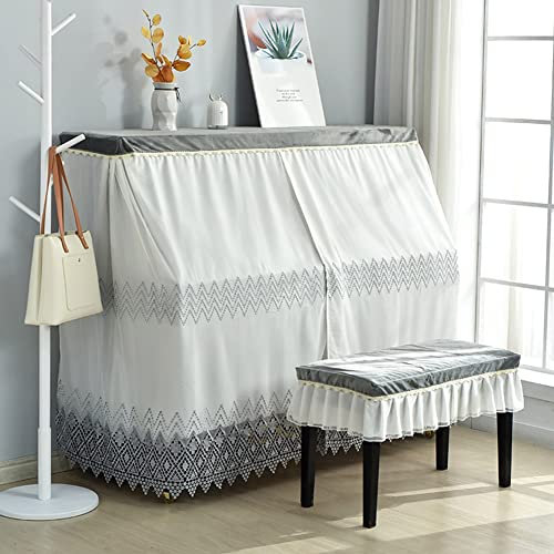 Upright Piano Cover, Modern Minimalist Piano Full Cover Mesh Lace Dust Cover High-End Piano Cover, für die meisten Upright Pianos (Color : C, Size : Piano+Single Stool Cover)