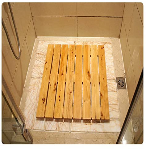 ZXCVBAS Caillebotis en Bois, Tapis en Bois pour Baignoire, Tapis De Douche De Bain en Bambou en Bois, Tapis De Sol De Salle De Bain Imperméable sans Glissement pour Intérieur,70x80cm/28x31in