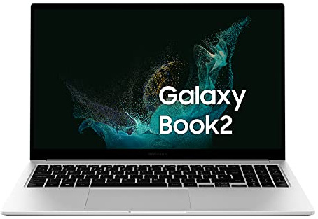 Samsung Galaxy Book2 Laptop, Ultrafino, 15.6 FHD LED, Intel Core i5 di dodicesima generazione, Intel® Iris® Xe, RAM 16GB LPDDR4x, 512GB NVMe SSD, Windows 11 Pro, Silver