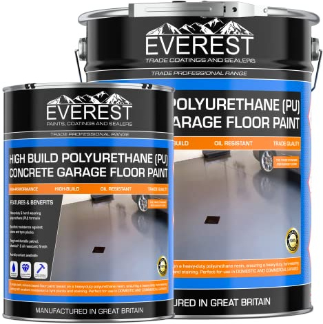 Everest Trade - High Build Polyurethane (PU) Resin Based Garage Floor Paint (Black, 20 Liters)