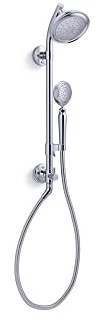 KOHLER 76472-Y-CP Artifacts Hydrorail-S Shower Column Kit With Artifacts 2.5 Gpm Showerhead And Handshower, Polished Chrome
