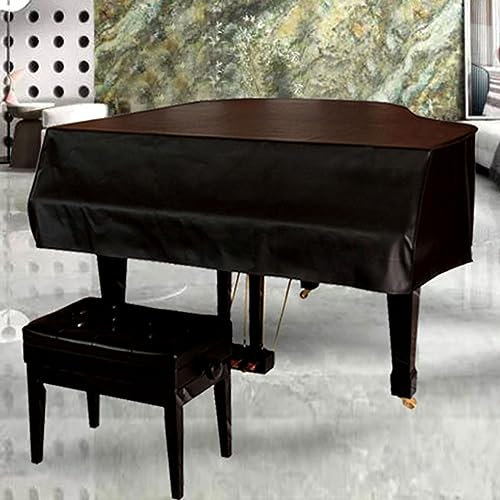 Abdeckung Für Flügel Klavier – hochwertiges Ledermaterial Triangle Piano Cover mit Hockerbezug Schutzhülle für Grand Piano schwarze Flügel-Vollhülle(A,200cm/79)