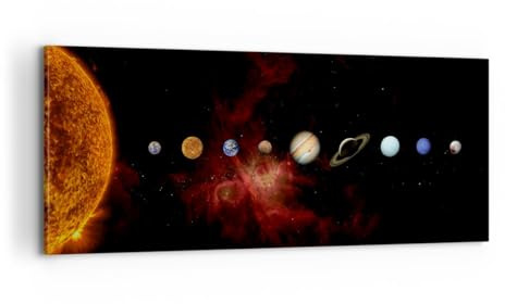ARTTOR Leinwandbild 100x40cm Wandbild Fantasy Weltraum - 5377 | Solar System Planeten Panorama Groß Wanddekoration Wohnzimmer Schlafzimmer Wanddeko Wand Kunstdruck Wandkunst ARTTOR