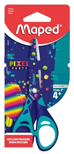 Maped - Tijeras Pixel Party (13 cm, tijeras para niños, tijeras escolares a partir de 4 años
