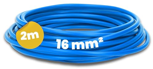 Kalitec 2 Meter H07V-K 16 mm² blau Verdrahtungsleitung I Aderleitung flexibel I Litze 16mm2 I Verdrahtung feindrätig I Einzelleitung Zählerschrank I Kabel eindrähtig für Schaltschrank