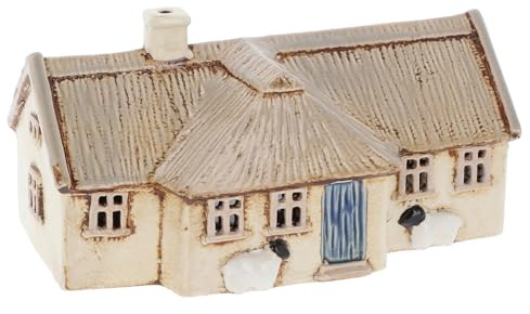 Shudehill Giftware Village Pottery Teelichthalter, Keramik, Haus-Croft-Häuser-Kollektion, Rot, Stroh, Marineblau, Schiefer, Creme oder Grau (Stroh)