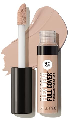 REVLON ColorStay Flex Wear Full Cover Concealer, 100% Long-Lasting Coverage, with Hyaluronic Acid and Vitamin E, Bisque, 10 ml