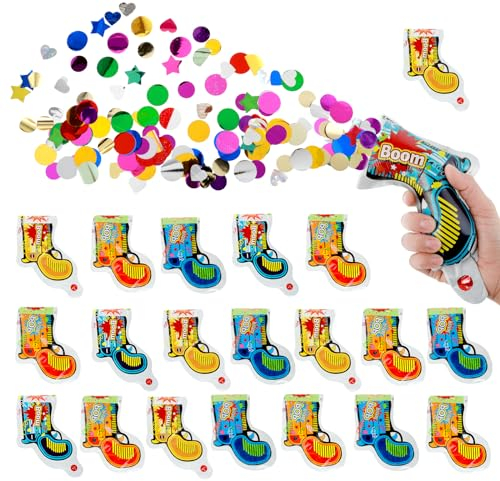 20 Cañones de Confeti para Fiestas y Bodas - Mini Tiradores con Papel Brillante - Bombas y Pistolas de Cumpleaños