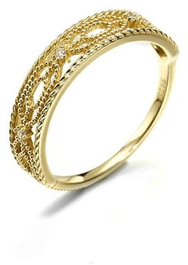 Stfery Ring für Damen Gold 585 Ring für Frauen Rund Diamant Bandring Damen