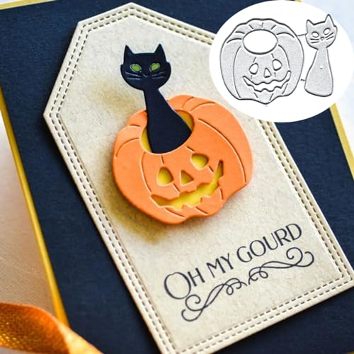 Halloween Pumpkin Cats Dies Metal Die Cuts, Pumpkin Cats Cutting Dies Cut Stencils for DIY Scrapbooking Cards Photo Album Decorative Embossing Paper Dies for Scrapbooking Card Making