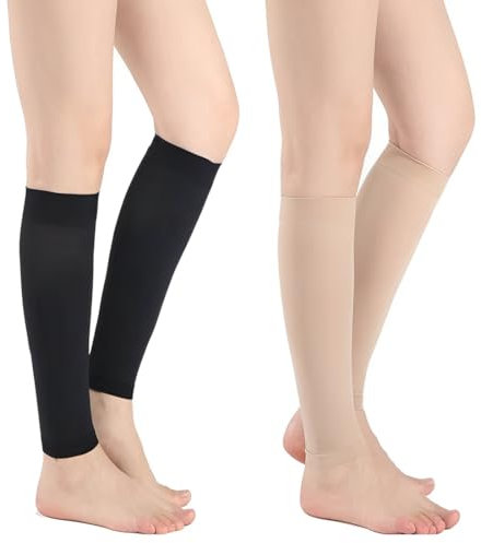 Bas De Compression Mollets Homme & Femme, 20-30mmhg Bas De Contention Sans Pied Medical Classe 2 Soutien Graduel,Chaussette Contention sans Pieds pour Shin Splint, Veine Variqueuse, Oedème
